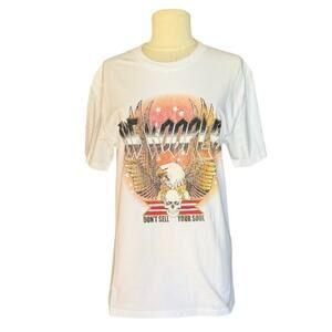 The Kooples White Graphic Tee Eagle Skull “Don’t Sell Your Soul” Extra Small NWT
